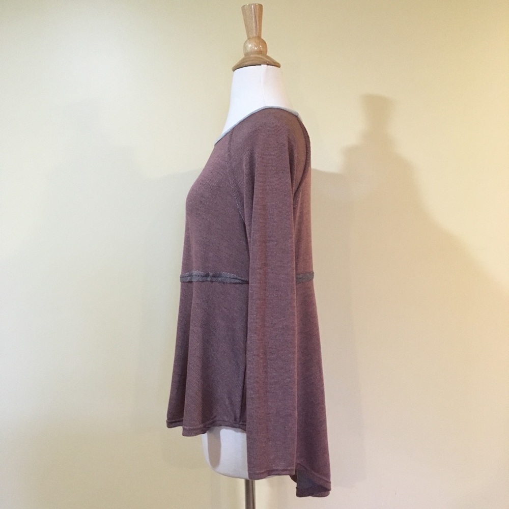 Raw Seam High Low Marled Mauve Knit Tunic Top - Picture 4 of 5